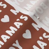 Mama´s Boy text Valentines Day fabric rust brown