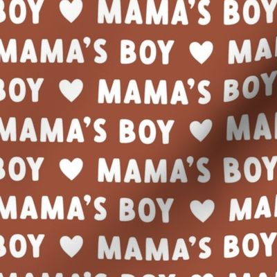 Mama´s Boy text Valentines Day fabric rust brown