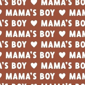 Mama´s Boy text Valentines Day fabric rust brown