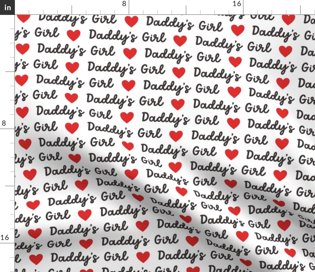  Daddy's girl text Valentines Day fabric white