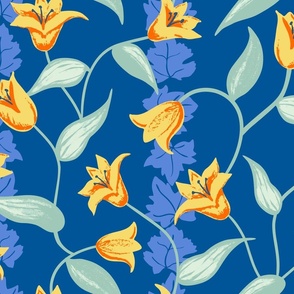 Retro Tulips and Ivy Large