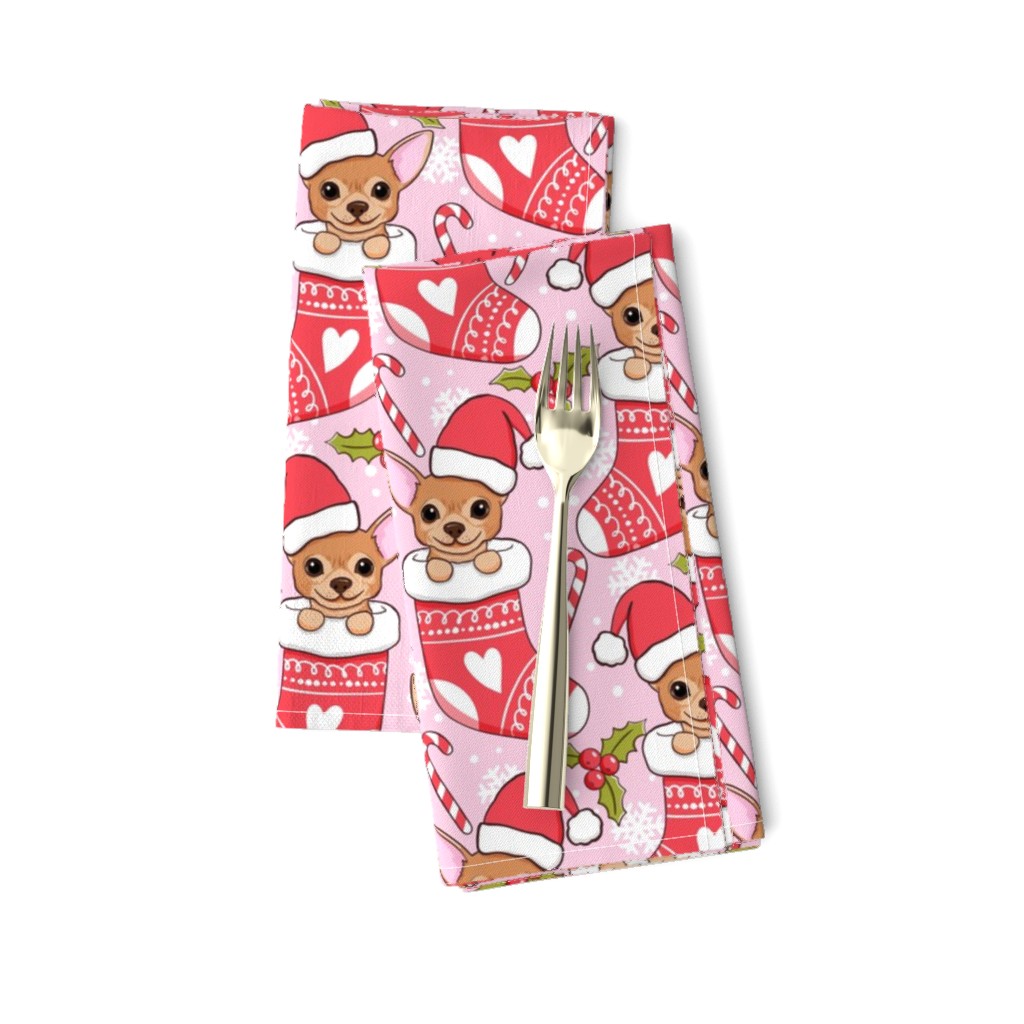 Cute chihuahua Christmas stocking pink