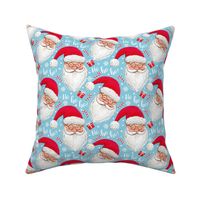 Santa  Claus fabric ho ho ho - light blue