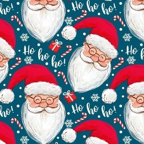 Santa Claus fabric  ho ho ho - blue