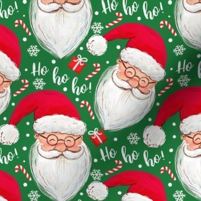 Santa  Claus fabric ho ho ho - green
