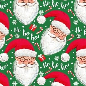 Santa  Claus fabric ho ho ho - green