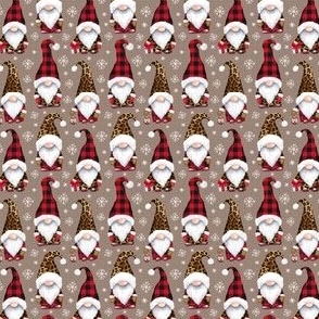 Leopard and plaid print Christmas gnomes nougat small scale