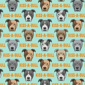 (small scale) Kiss-a-bull - pit bulls - American Pit Bull Terrier dog - mint/orange - C21