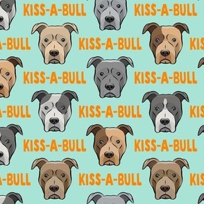Kiss-a-bull - pit bulls - American Pit Bull Terrier dog - mint/orange - C21