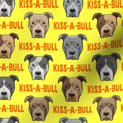 Kiss-a-bull - pit bulls - American Pit Bull Terrier dog - yellow/orange - C21