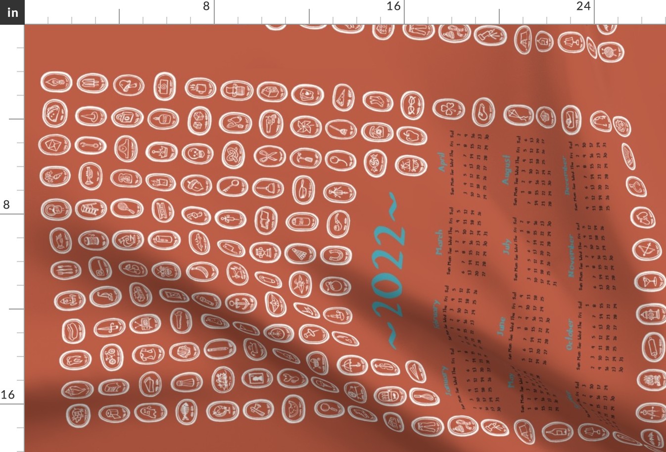 2022 Tea Towel Calendar - Tiny Things: Terracotta