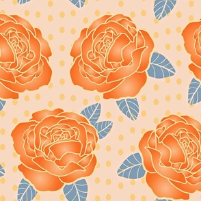 Orange Roses and Polka Dots -Large Scale 