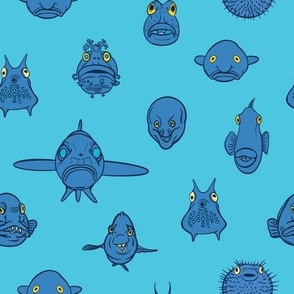 Fish Faces Fabric, Wallpaper and Home Decor