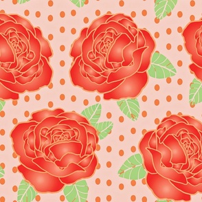 Red Roses and Polka Dots - Large Scale
