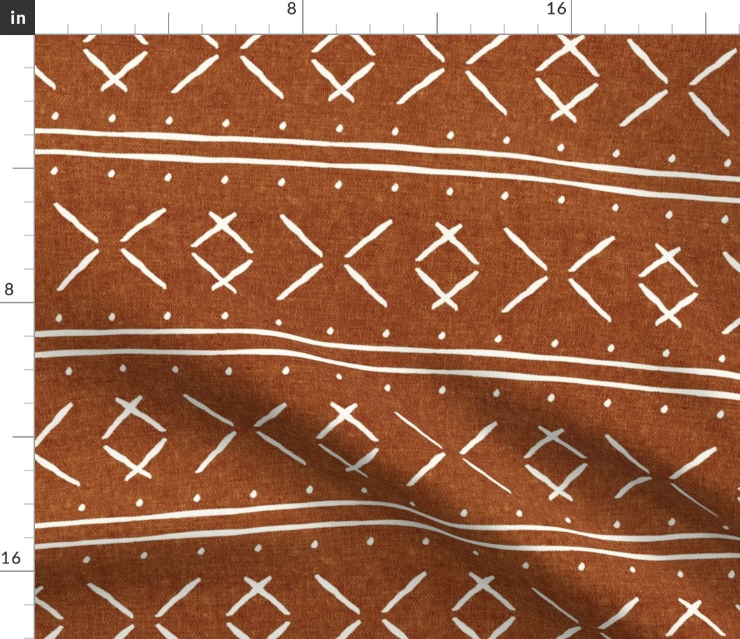 mud cloth stitch - burnt orange- mudcloth tribal - C21