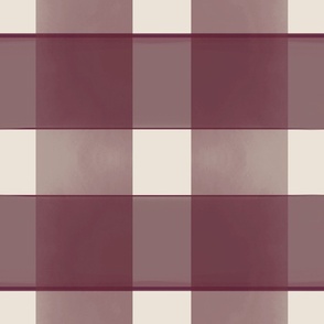 Gingham Plaid in Wine on cream