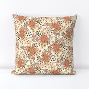 Autumn flowers and berries - warm fall floral on off white - small scale 