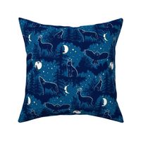 Night in the forest - moonlight and nocturnal animals - small scale