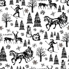 Winter Toile - Black - Itsy Bitsy Scale