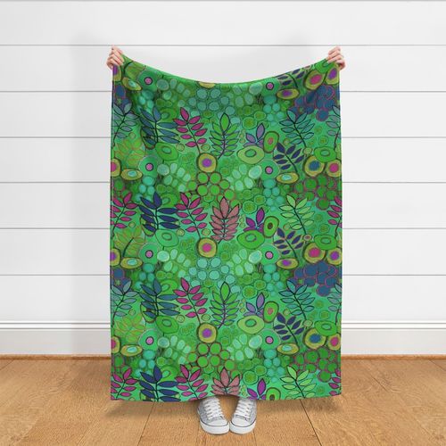 Arizona Garden Flowers - Lime Green Violet Navy - Design 12184979