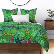 Arizona Garden Flowers - Lime Green Violet Navy - Design 12184979