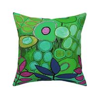 Arizona Garden Flowers - Lime Green Violet Navy - Design 12184979