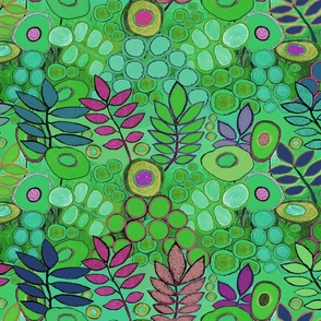 Arizona Garden Flowers - Lime Green Violet Navy - Design 12184979