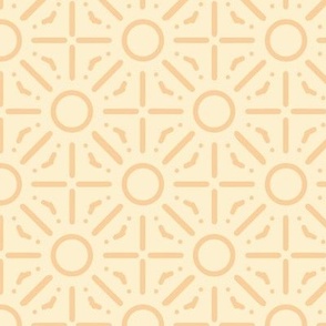 Yellow sun geometric line art monotone pattern