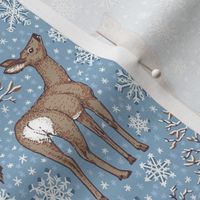 First snow in the forest - deers and snowflakes - small scale