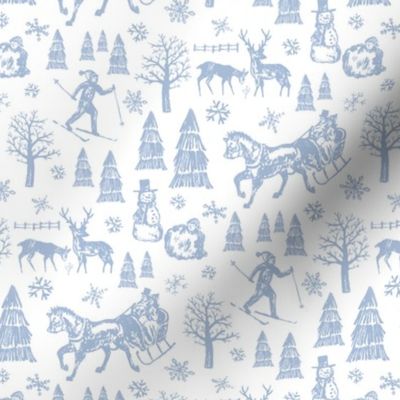 Winter Toile - Blue - Itsy Bitsy Scale