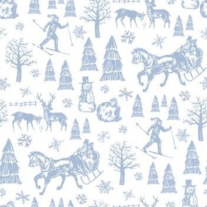 Winter Toile - Blue - Itsy Bitsy Scale