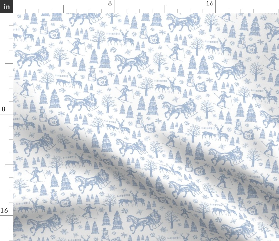 Winter Toile - Blue - Itsy Bitsy Scale