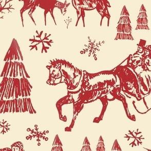 Winter Toile - Red/Cream