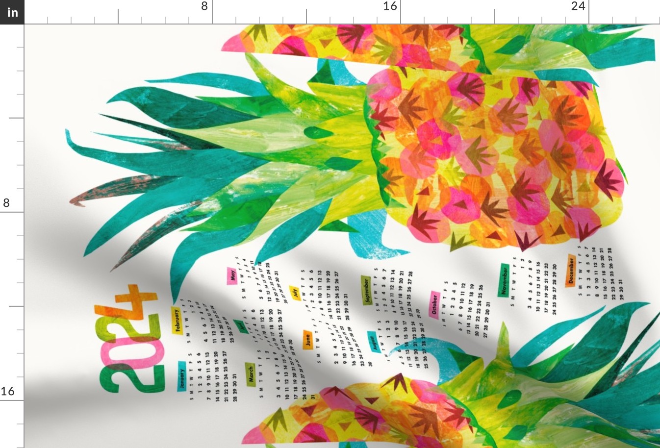  Pineapple 2024 Calendar - fruit collage