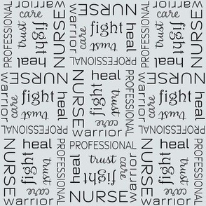 Nurse character words, grey, gray, black
