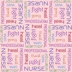 Nurse character words, pink, rainbow