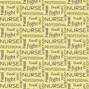 Nurse character words, yellow, black