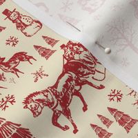 Winter Toile - Red/Cream - Itsy Bitsy Scale