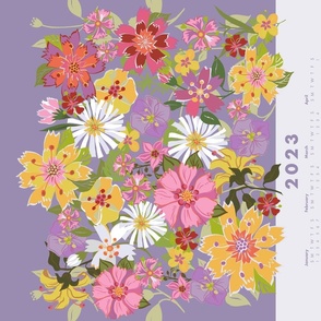 Wallhanging2023Calendar Periwikle Bouquet