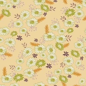Medium // Daisy Fields: Wildflowers, Leaves, Vines - Sunlight Yellow