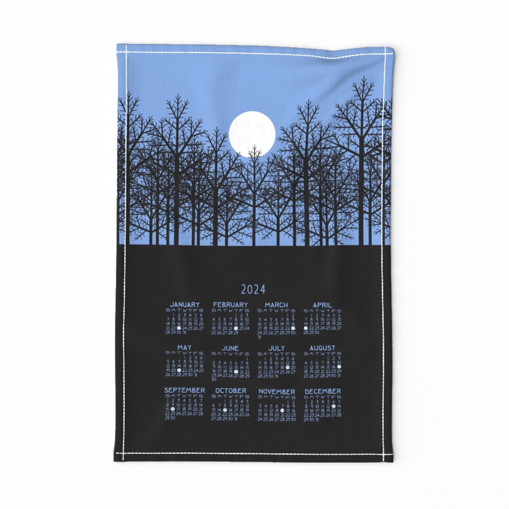 2024 full moon calendar tea towel and wall hanging