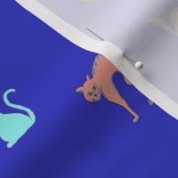 Cats galore blue background