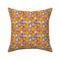 Mini 70s Flower Power Purple Orange and Yellow Daisy