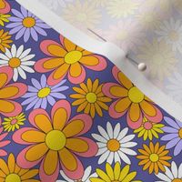 Mini 70s Flower Power Purple Orange and Yellow Daisy