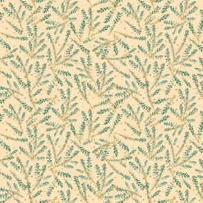 Branches with leaves on teal background - medium