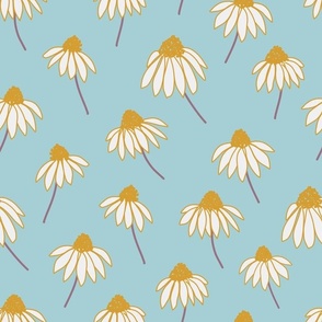 Medium // Coneflowers: Echinacea Daisy Wildflowers - Plume Blue
