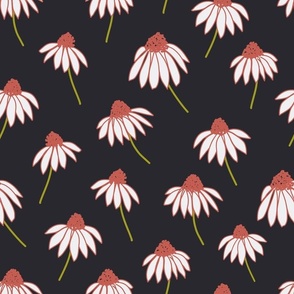 Medium // Coneflowers: Echinacea Daisy Wildflowers - Midnight Black