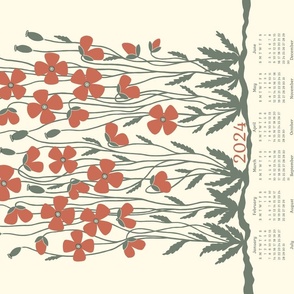 2023 calendar - retro poppies