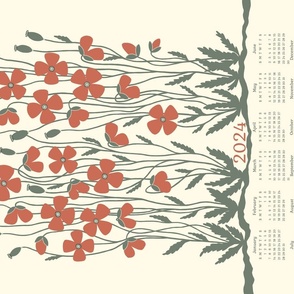 2024 calendar - retro poppies