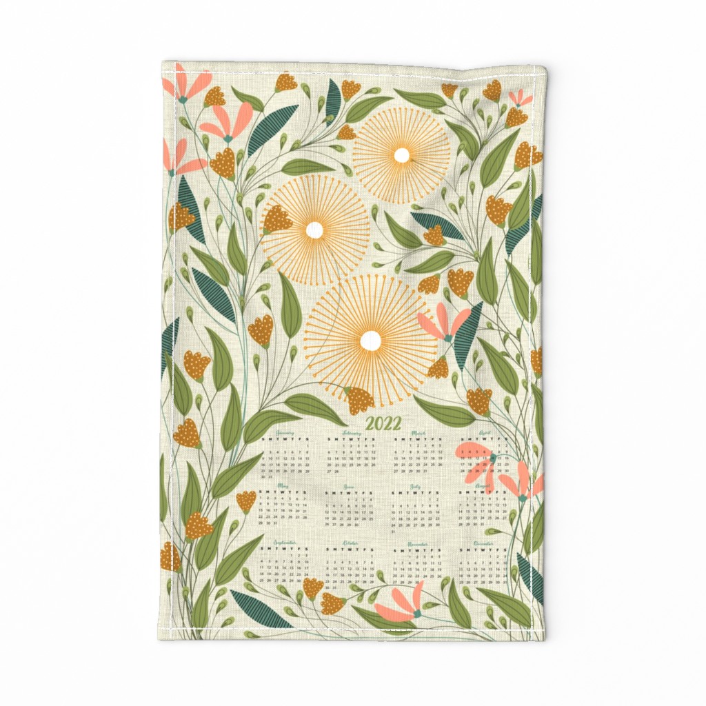 2022 wildflowers on linen calendar